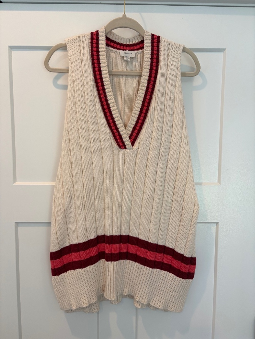 Maeve oversized cable varsity type sweater vest - Picture 1 of 6